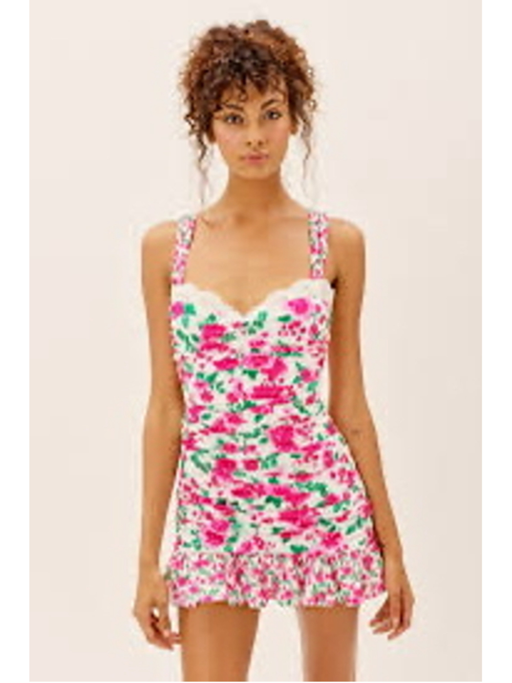 For Love And LemonPetal Tank Dress In Carnation Pink Floral Print Size XL